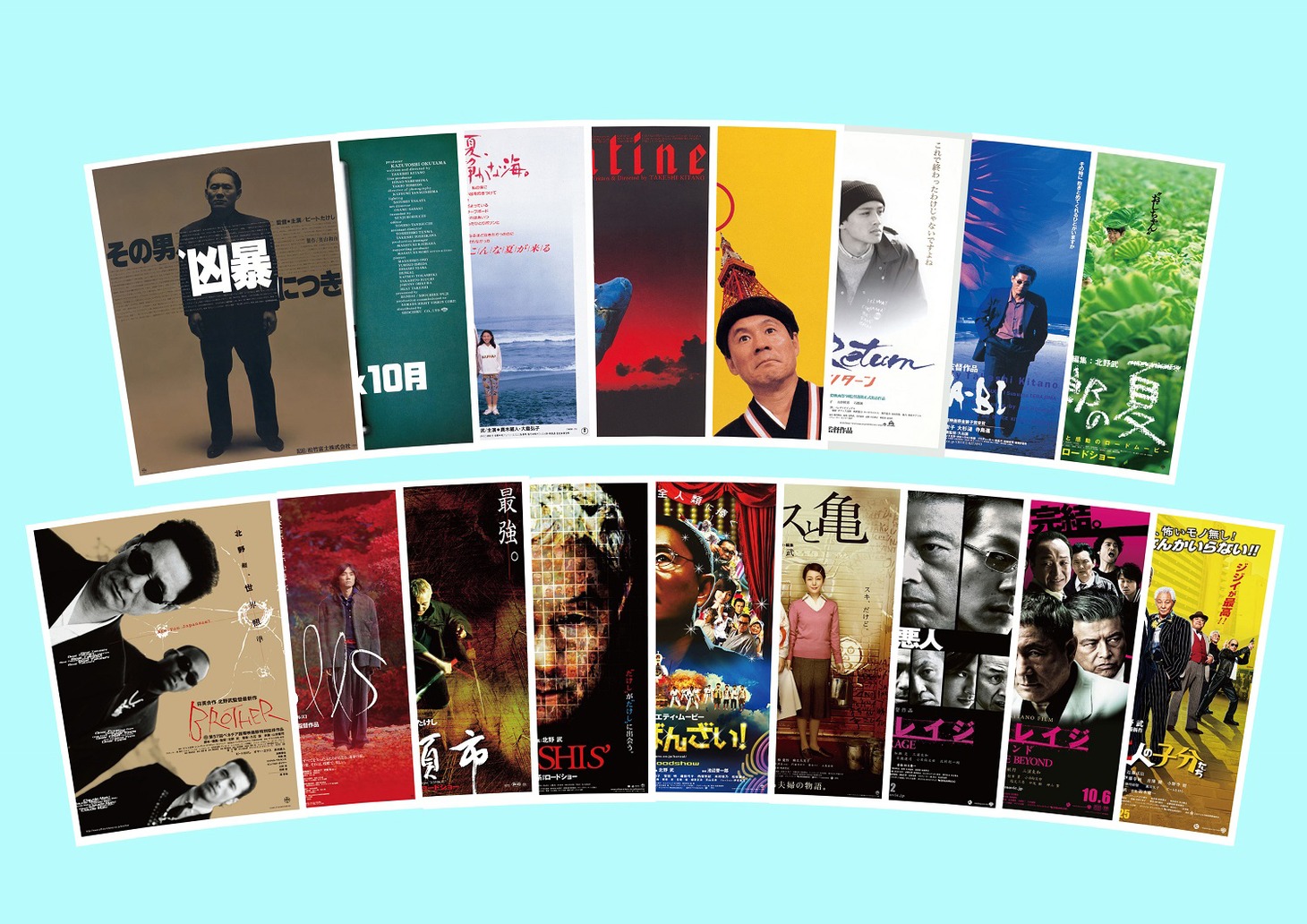 北野映画17作品の劇場ポスターを復刻したポストカードセット。