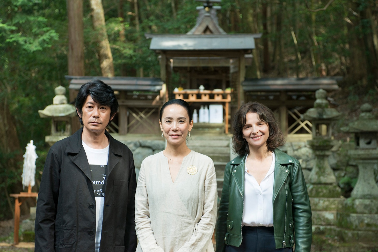 左から永瀬正敏、河瀬直美、ジュリエット・ビノシュ。