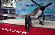「ダンケルク」ワールドプレミアにて、スピットファイアのパイロット・ファリア役のトム・ハーディ。