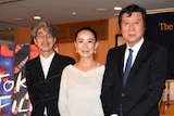 第30回東京国際映画祭JAPAN NOW部門記者会見の様子。左から安藤紘平、河瀬直美、久松猛朗。