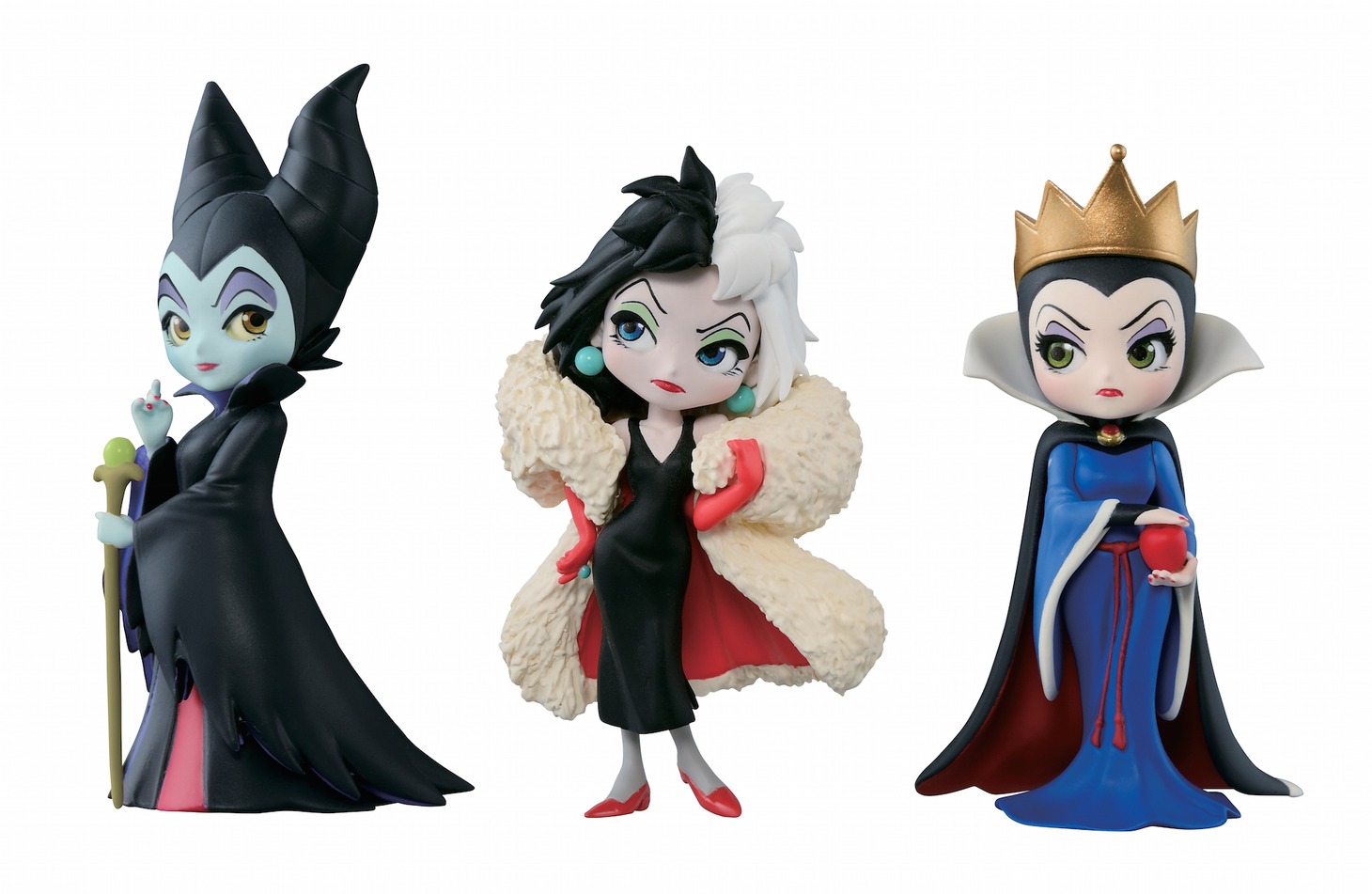 「Disney Characters Q posket petit -Villains-」より。左からマレフィセント、クルエラ、女王。