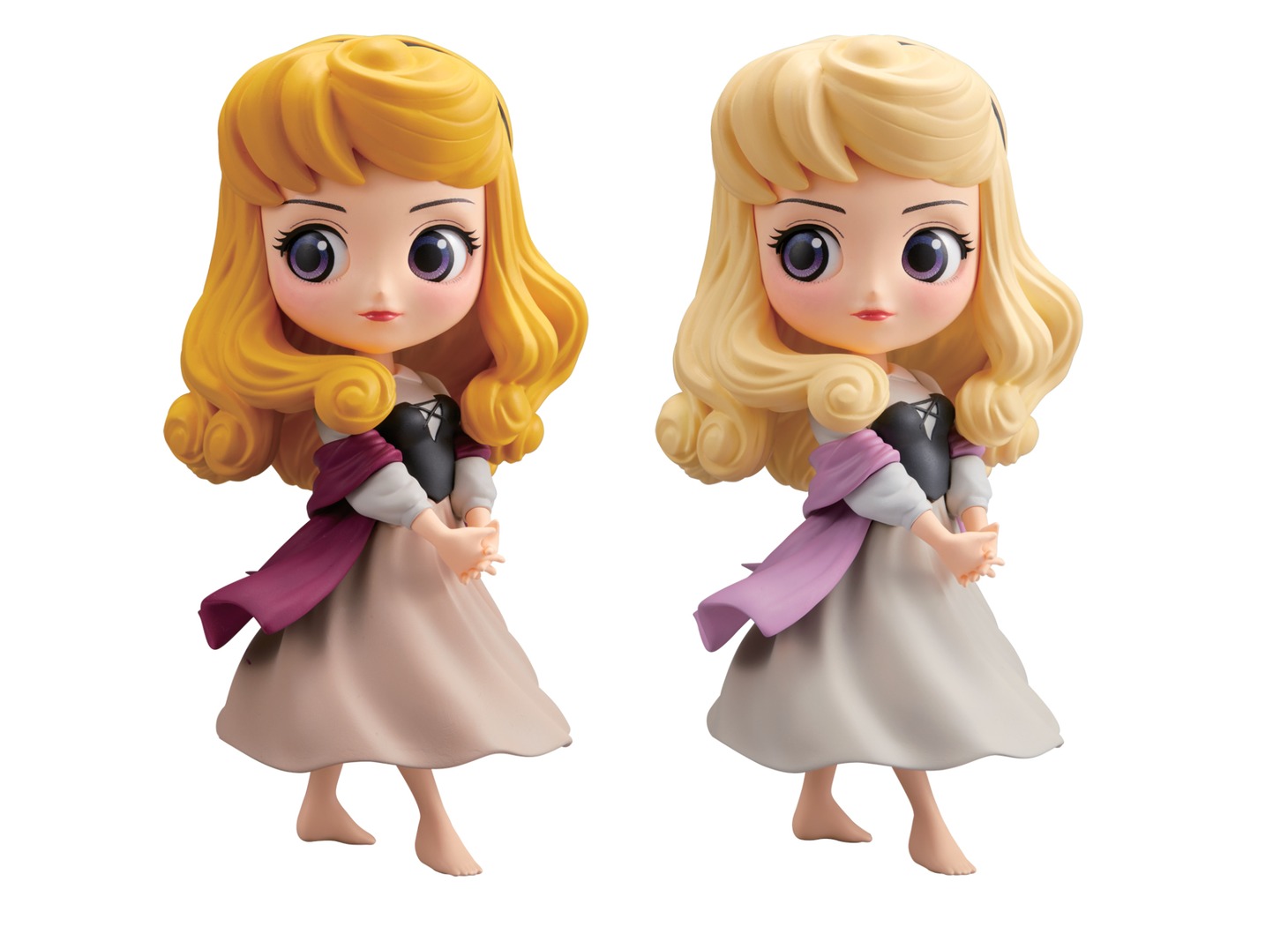 「Q posket Disney Characters -Briar Rose（Princess Aurora）-」より。左からブライア・ローズの通常カラーバージョン、パステルカラーバージョン。