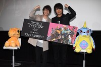 「デジモンアドベンチャー tri. 第5章『共生』」大ヒット御礼舞台挨拶の様子。左から花江夏樹、浪川大輔。