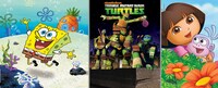 左から「スポンジ・ボブ」、「ミュータント タートルズ」、「ドーラといっしょに大冒険」。
