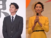 7月18日、「関ヶ原」の完成披露イベントでの東出昌大(左)と、2016年9月、「オケ老人!」完成披露試写会での杏(右)。