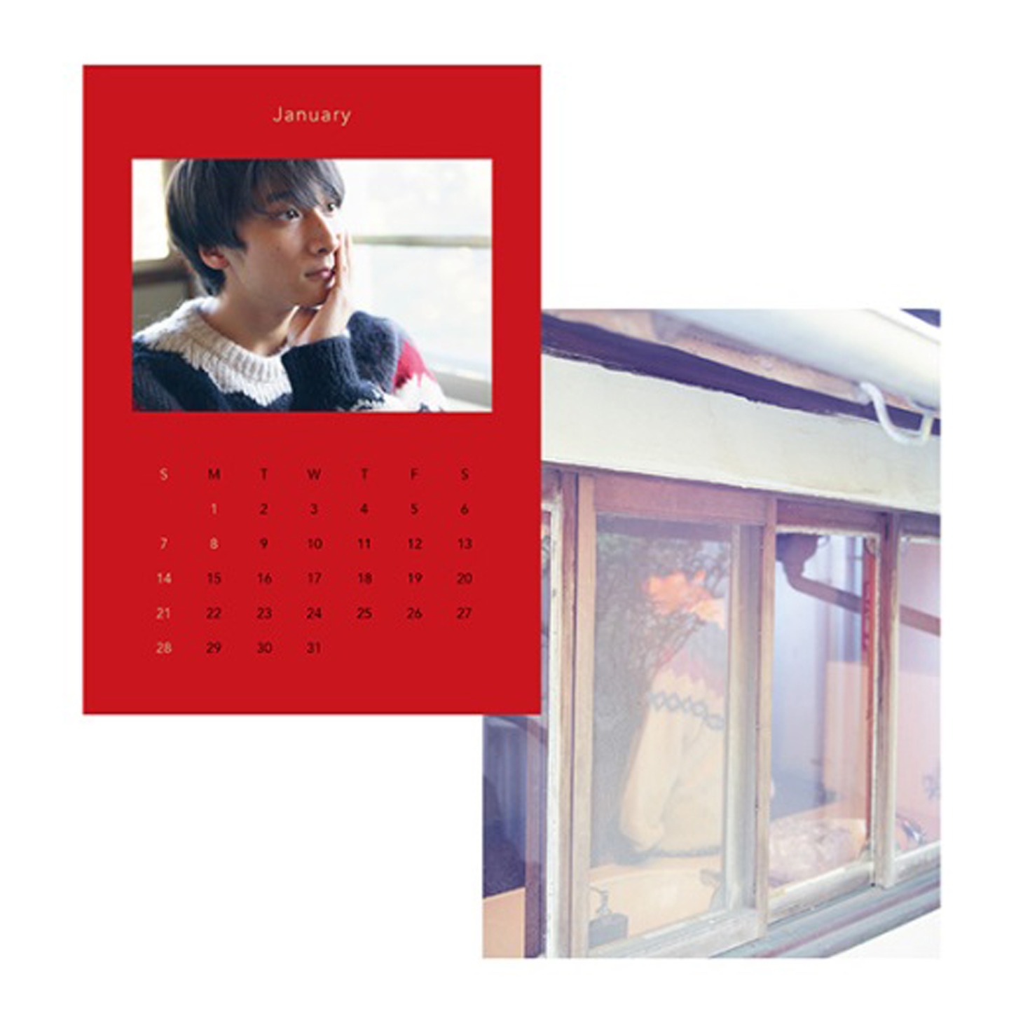 小関裕太2018年カレンダーの1月表裏。