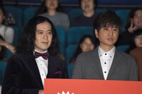 「火花」初日舞台挨拶の様子。