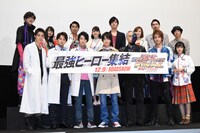 「仮面ライダー平成ジェネレーションズFINAL ビルド＆エグゼイドwithレジェンドライダー」完成会見の様子。