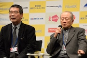 原一男(左)と柚岡一禎氏(右)。