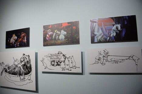 「映画『ムーミン谷とウィンターワンダーランド』公開記念 MOOMIN パペット・アニメーション展」の様子。