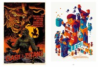 「MONDO 映画ポスターアート集」中面より、「タイタンの戦い」（左）、「LEGO(R)ムービー」（右）。