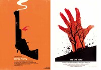 「MONDO 映画ポスターアート集」中面より、「ダーティハリー」（左）、「死霊のはらわた（1983年）」（右）。