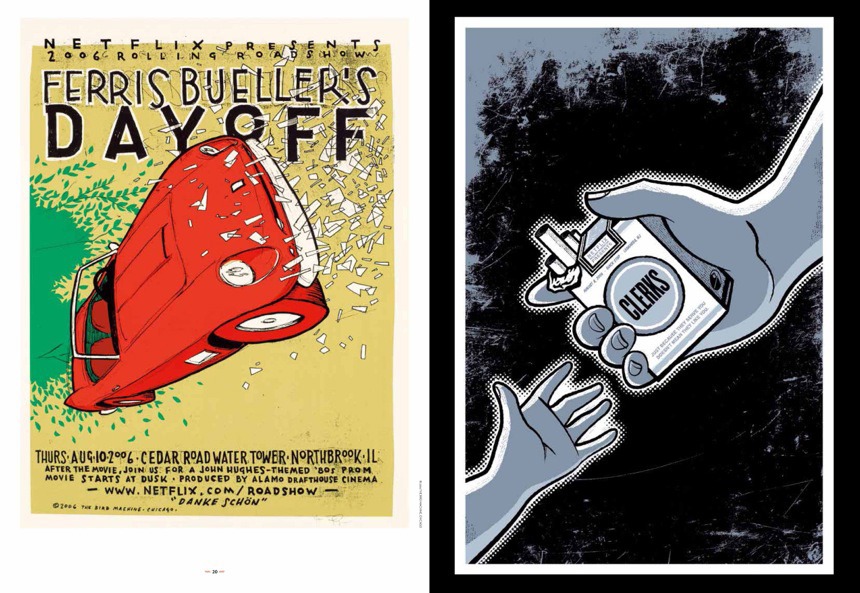 「MONDO 映画ポスターアート集」中面より、「フェリスはある朝突然に」（左）、「クラークス」（右）。