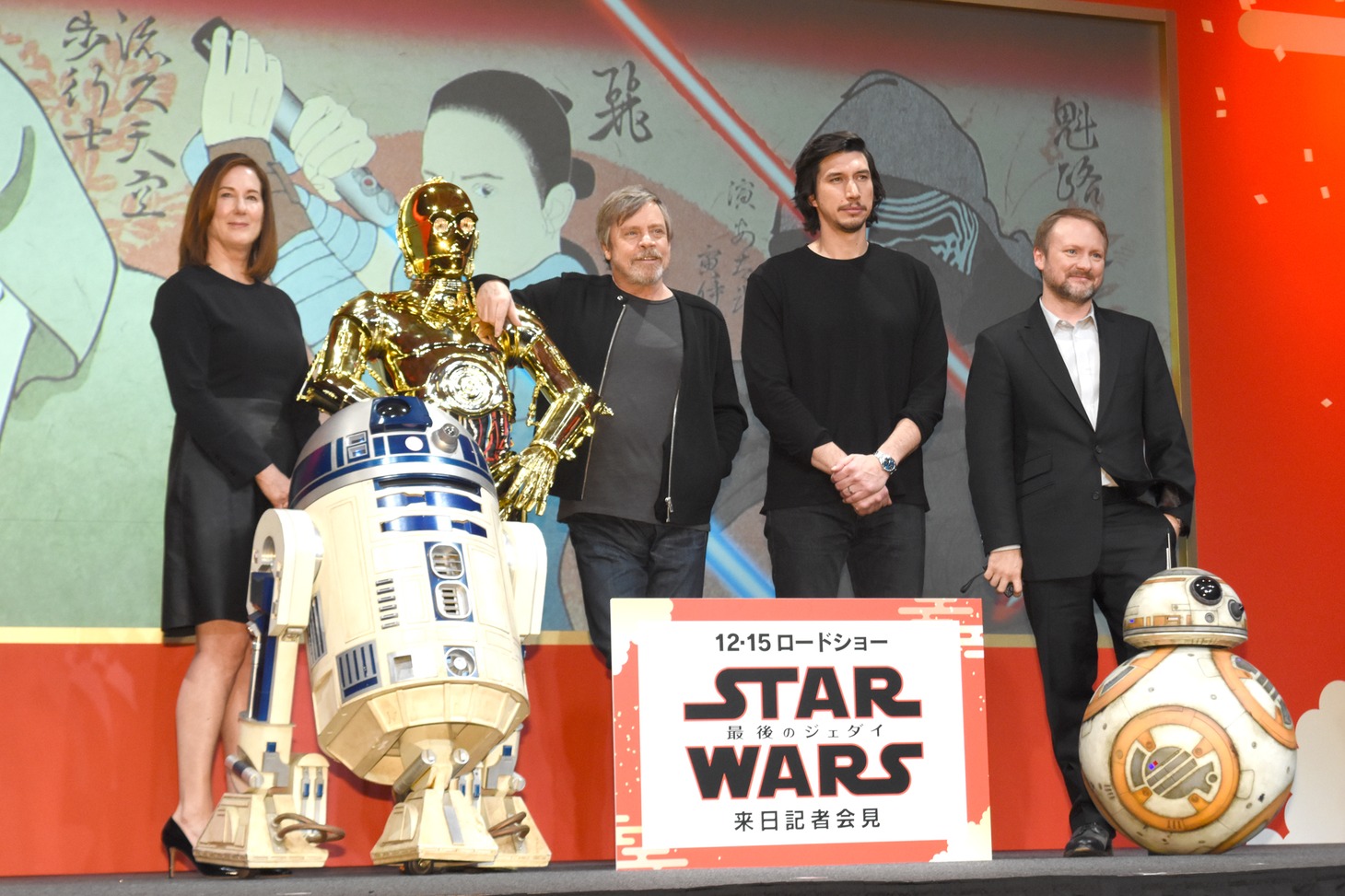 「スター・ウォーズ／最後のジェダイ」来日記者会見の様子。