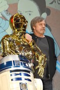 「スター・ウォーズ/最後のジェダイ」来日記者会見の様子。