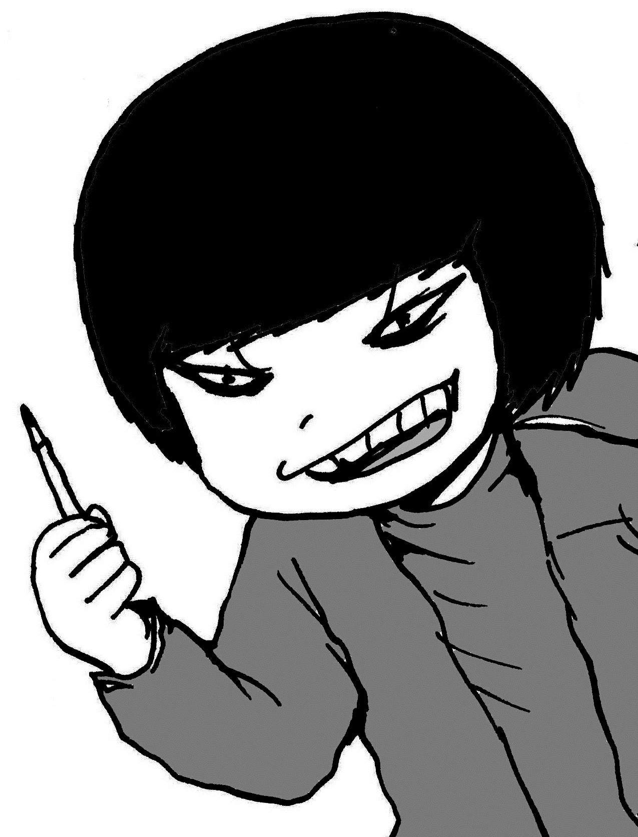 押切蓮介による自画像イラスト。