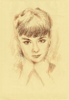 野口久光が1993年から1994年頃に描いたオードリー・ヘプバーンのポートレート。