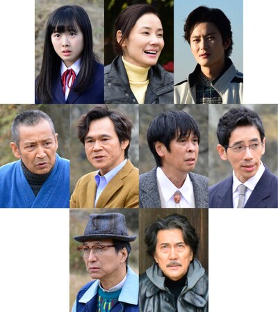 「バイプレイヤーズ～もしも名脇役がテレ東朝ドラで無人島生活したら～」追加キャスト。上段左から本田望結、吉田羊、岡田将生。中段左から菅田俊、甲本雅裕、森下能幸、野間口徹。下段左から小日向文世、役所広司。