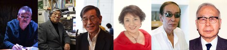 左から須田正己、川本征平、本田保則、大杉久美子、小林清志、渡辺泰。