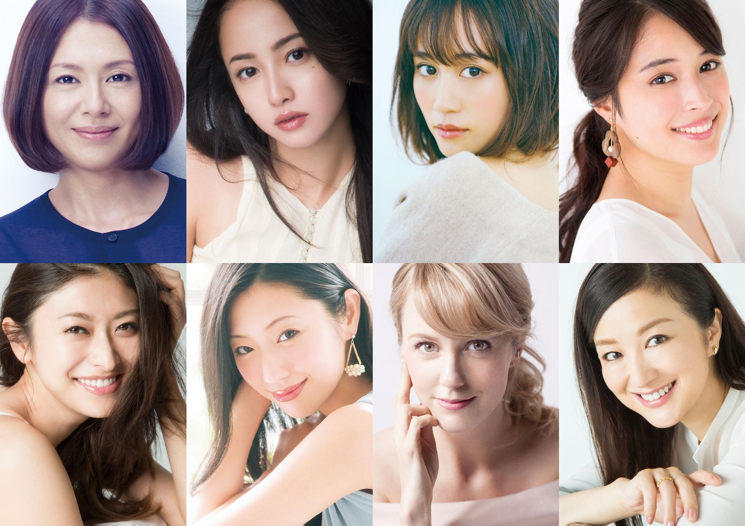 「食べる女」上段左から小泉今日子、沢尻エリカ、前田敦子、広瀬アリス。下段左から山田優、壇蜜、シャーロット・ケイト・フォックス、鈴木京香。