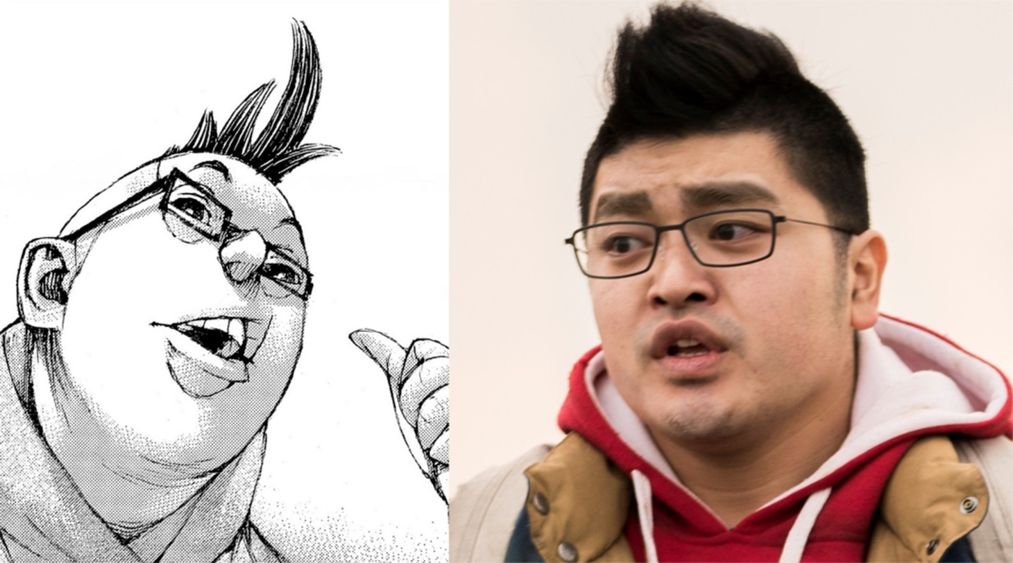 原作マンガのカズキ（左）、加藤諒演じるカズキ（右）。