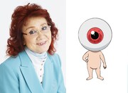 野沢雅子（左）と目玉おやじ（右）。