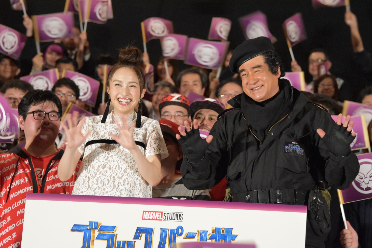 映画「ブラックパンサー」日本語吹替版完成披露試写会の様子。