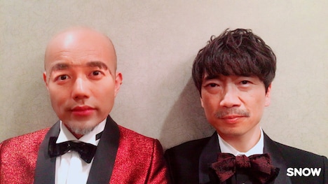 「レオン」キャストの入れ替わり画像。左から竹中直人(顔は山崎育三郎)、山崎育三郎(顔は竹中直人)。