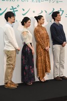 「ペンギン・ハイウェイ」製作発表会見。左から石田祐康、北香那、蒼井優、森見登美彦。