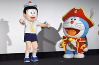 「映画ドラえもん のび太の宝島」初日舞台挨拶の様子。