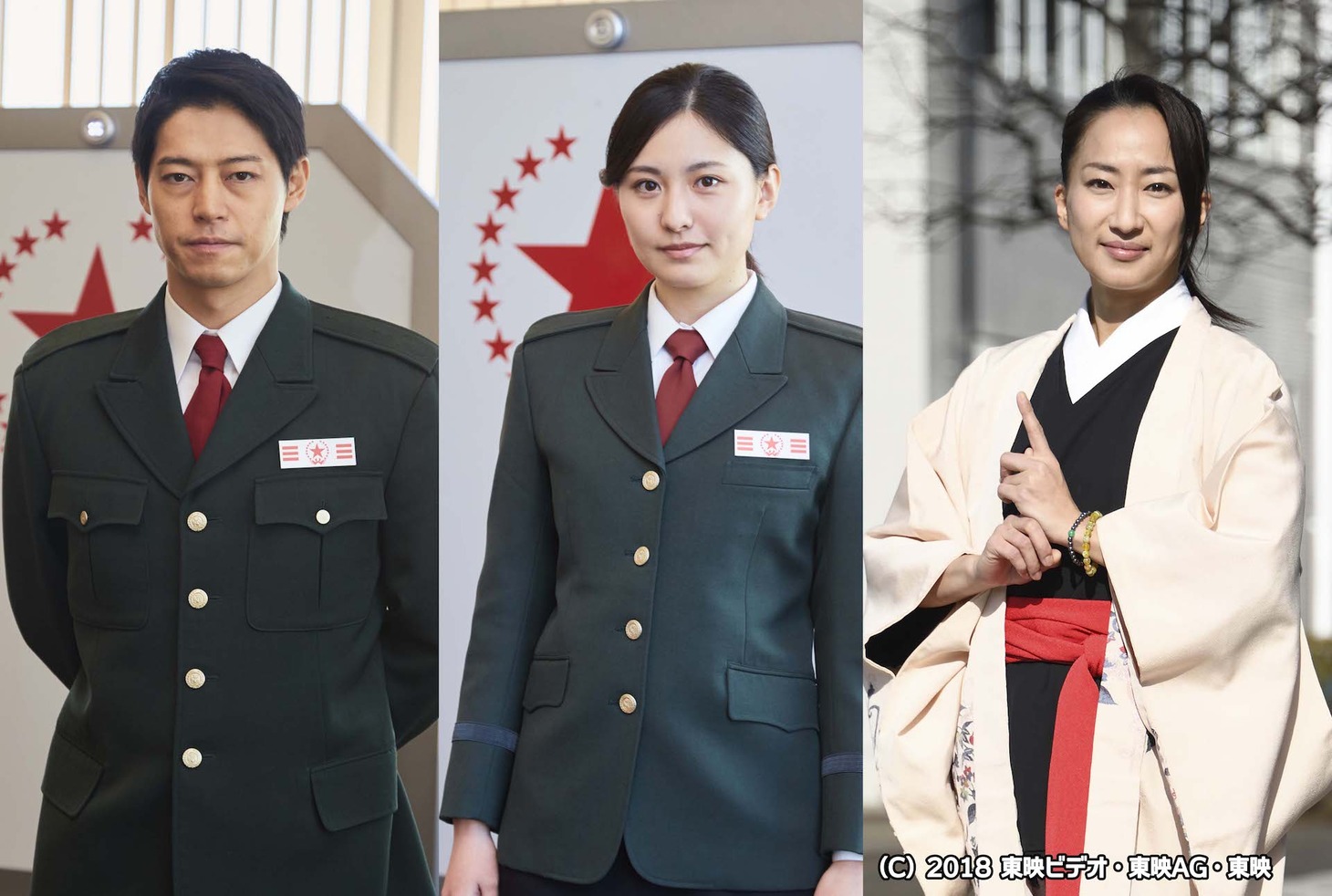 左から出合正幸演じるロイ、高山侑子演じる鳴瀬キミコ、広瀬仁美演じる鶴菊。