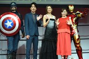 映画「アベンジャーズ／インフィニティ・ウォー」集結式の様子。