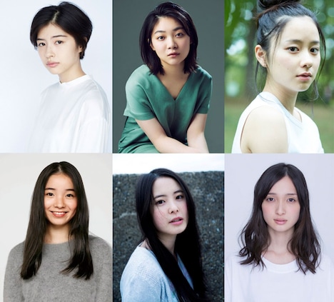 「あの日のオルガン」キャスト。上段左から佐久間由衣、三浦透子、堀田真由。下段左から福地桃子、白石糸、奥村佳恵。