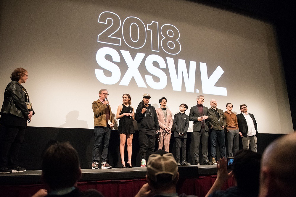 「レディ・プレイヤー1」サプライズ上映後に行われた舞台挨拶の様子。