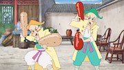 置鮎龍太郎と真殿光昭が演じるヌンとチャック。