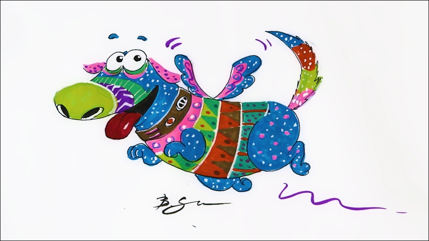 「リメンバー・ミー」のアレブリヘ風に描かれたダグ。