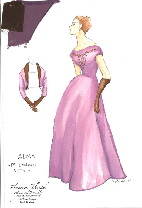 「ファントム・スレッド」より、衣装スケッチ。