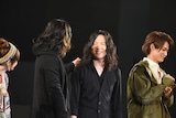鷹山仁風のヘアスタイルにしてきたという小林太郎(中央右)。