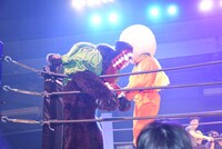 左からメロン熊、フルーツ忍者ハルナ 梨之助。