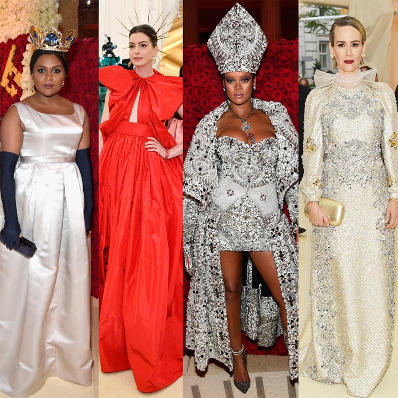 左からミンディ・カリング、アン・ハサウェイ、リアーナ、サラ・ポールソン。