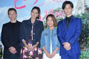 「ピーターラビット」ジャパンプレミアイベントにて、左からウィル・グラック、森泉、高梨沙羅、千葉雄大。