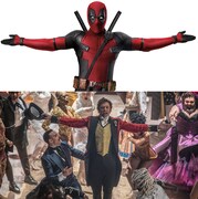 上からデッドプール、「グレイテスト・ショーマン」。