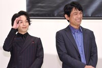 「孤狼の血」初日舞台挨拶の様子。