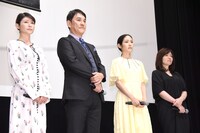 「孤狼の血」初日舞台挨拶の様子。