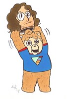 ウィスット・ポンニミットによる「ブリグズビー・ベア」の描き下ろしイラスト。