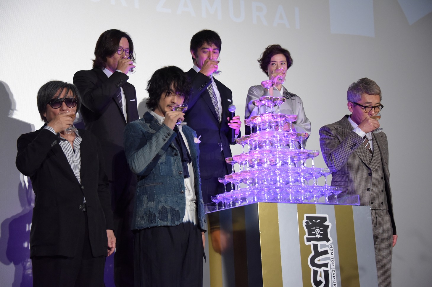 「のみとり侍」初日舞台挨拶の様子。
