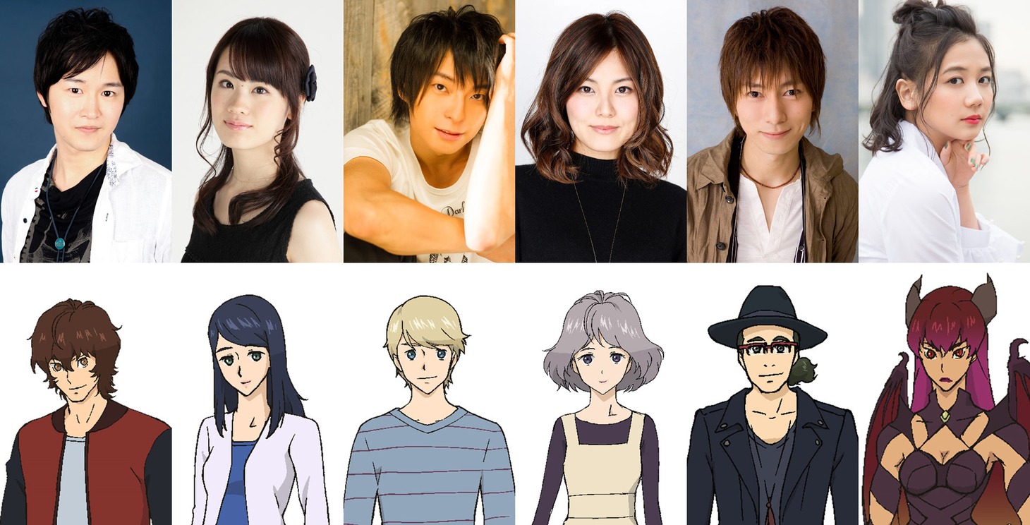 「宇宙の法―黎明編―」に出演する声優陣。上段左から逢坂良太、瀬戸麻沙美、柿原徹也、金元寿子、羽多野渉、千眼美子。