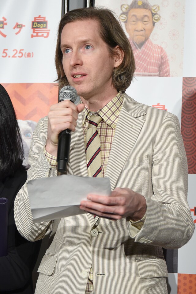2018年5月22日に東京・TOHOシネマズ 六本木ヒルズで行われた「犬ヶ島」舞台挨拶に参加したウェス・アンダーソン。