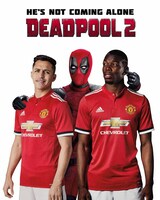 「デッドプール2」とマンチェスター・ユナイテッドFCとのコラボ画像。