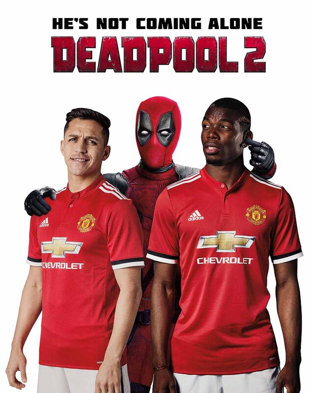 「デッドプール2」とマンチェスター・ユナイテッドFCとのコラボ画像。